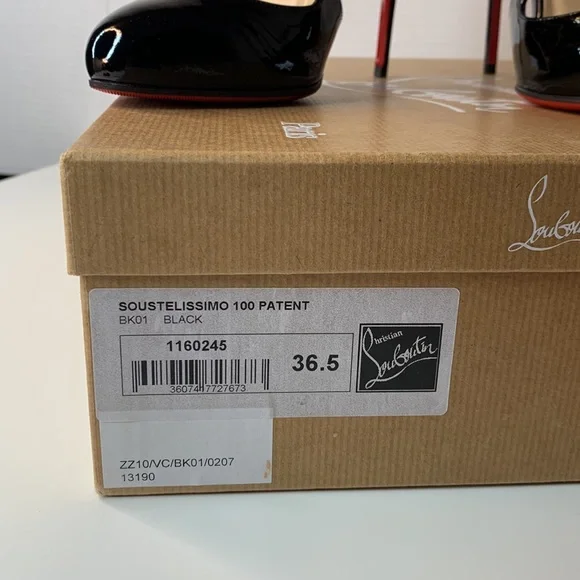 NEW IN BOX Christian Louboutin Soustelissimo 100 Patent Black Sz 36.5 - Picture 9 of 9